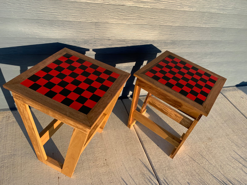 Wood game tables create entertainment spaces in your home, while adding function as well. This wood check and chess board was hand crafted for a house in New London, MN. Game tables come in all shapes and sizes, and can match any home design and fit any budget.